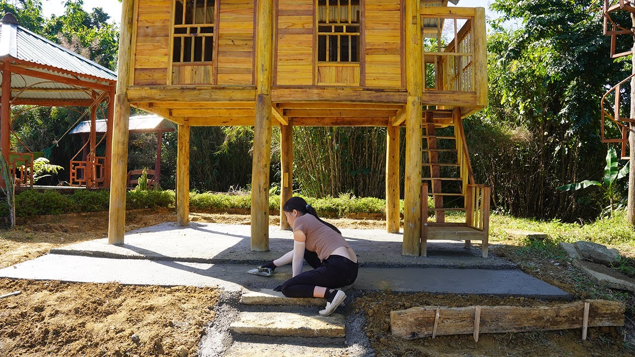 Solo Girl Farm Life: Mixing Cement & Sand to Pour the Entire Cabin Floor by Hand