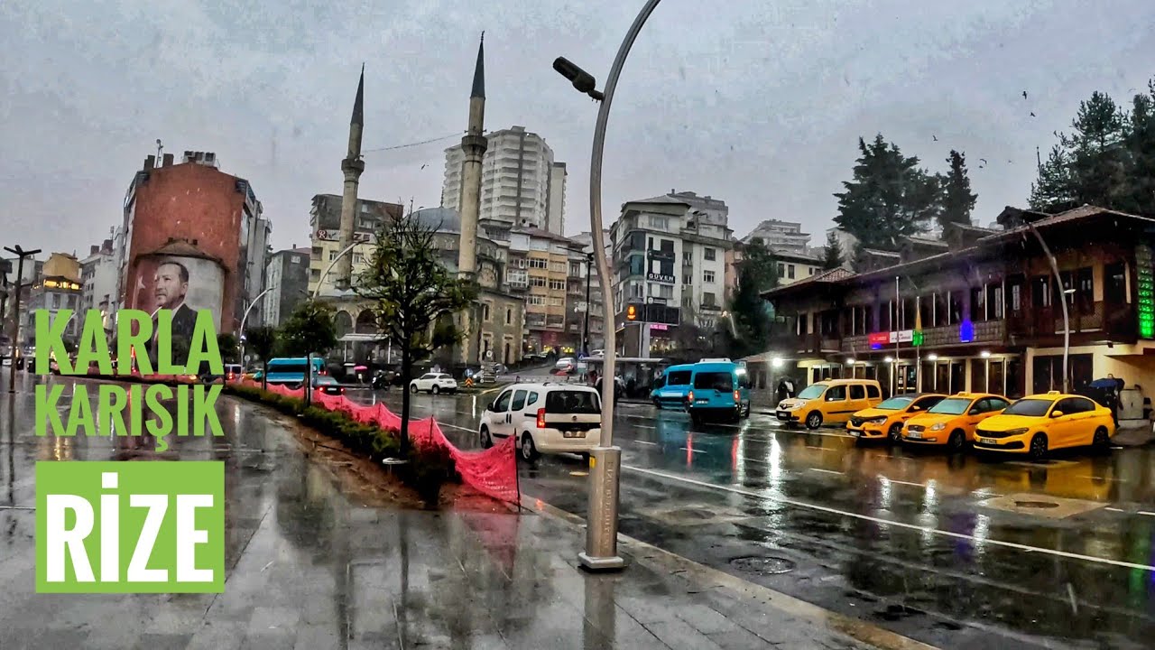 Rize Şehir Merkezini Gezdik | Rize'de Yılın İlk Kar Yağışı | 18/01/2026
