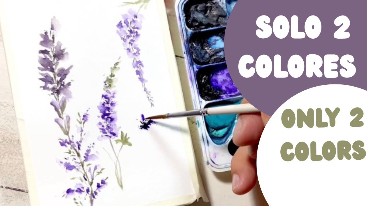¡Solo 2 colores! Pintando 6 hermosas flores moradas en acuarela suelta