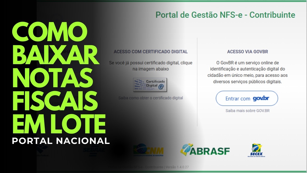 COMO BAIXAR XML EM LOTE NFSE NOTA FISCAL DE SERVIÇOS - PORTAL NACIONAL
