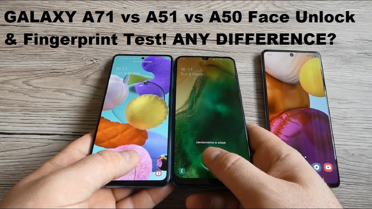 Samsung Galaxy A71 vs A51 vs A50- Fingerprint Test & Face Unlock! Any Difference?