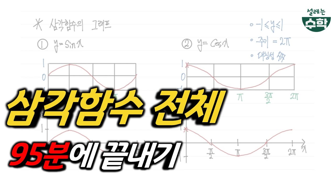 삼각함수 그래프부터 코사인법칙까지 95분만에 끝내기 | 수학1 개념 정리