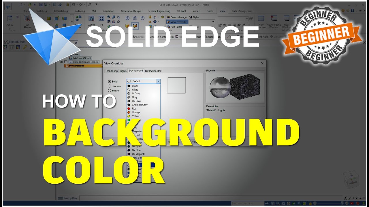 Solid Edge How To Background Color Tutorial