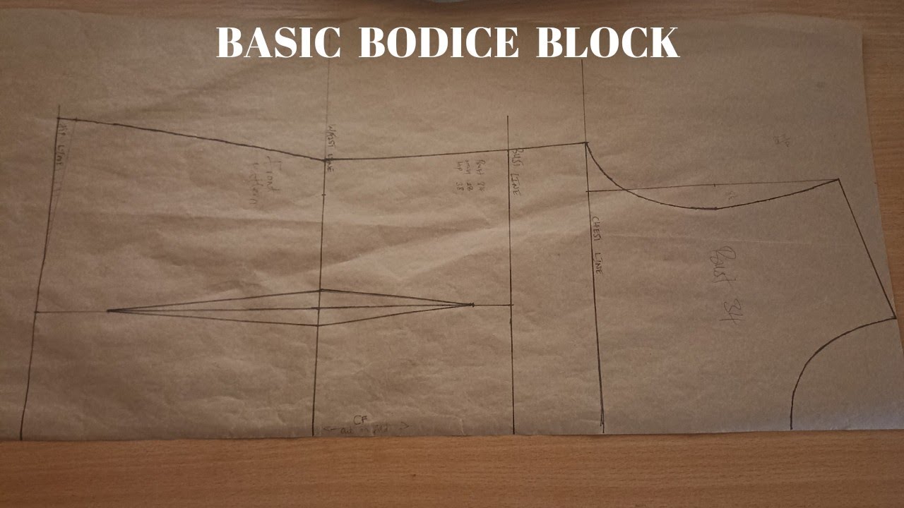 How to draft a Basic Bodice Block Pattern for (medium size)