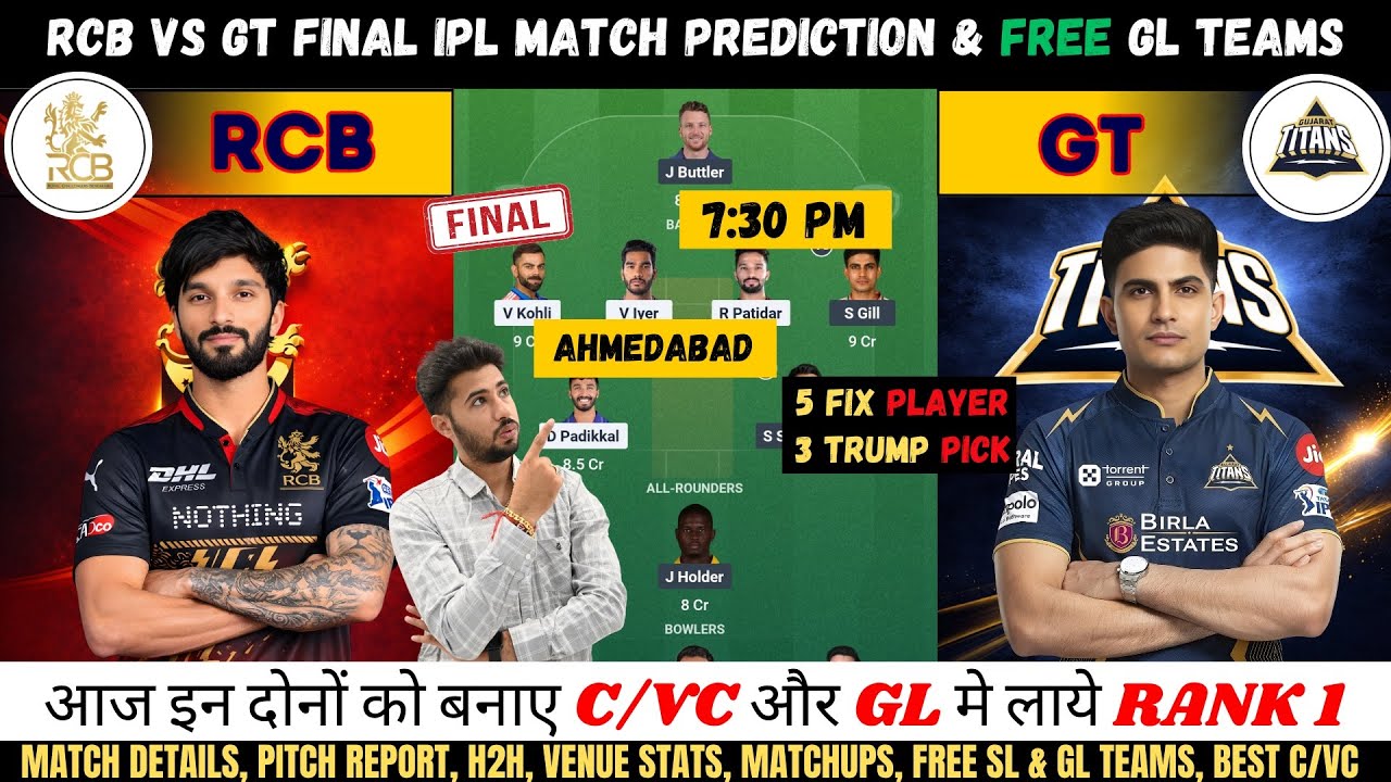 RCB vs GT Dream11 Team, RCB vs GT Final Match Analysis , Bangalore vs Gujrat Dream11 Team #rcbvsgt
