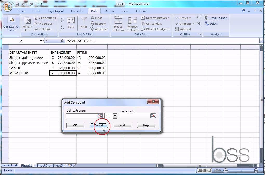 Video mesime per MS Excel, prezantuar nga Besnik Skenderi funksioni solver