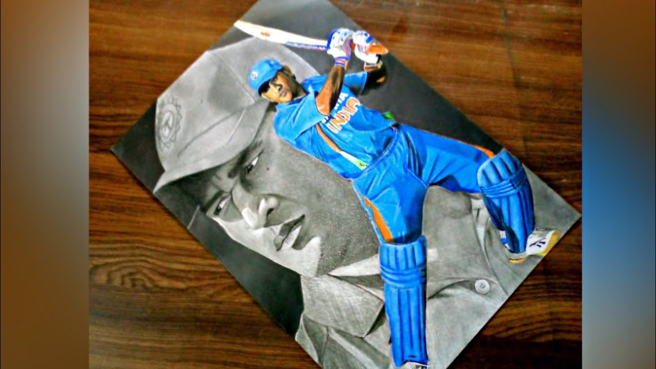 MS Dhoni Drawing | Graphite Pencil And colour Pencil drawing | Unique art drawing | art creator