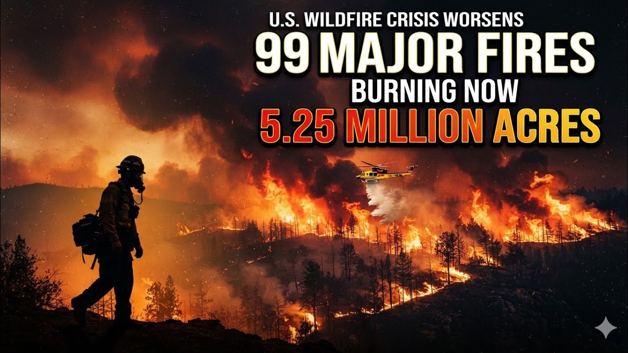 U.S. Wildfire Crisis Worsens: 99 Major Fires Burning & 5.25 Million Acres