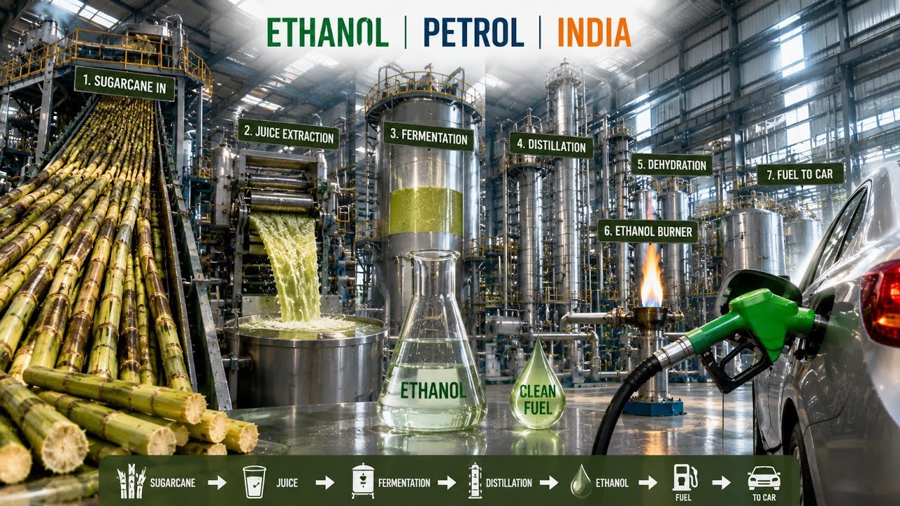 Inside India's Massive Ethanol Factory | From Sugarcane to Fuel | AI Fictional Manufacturing Concept