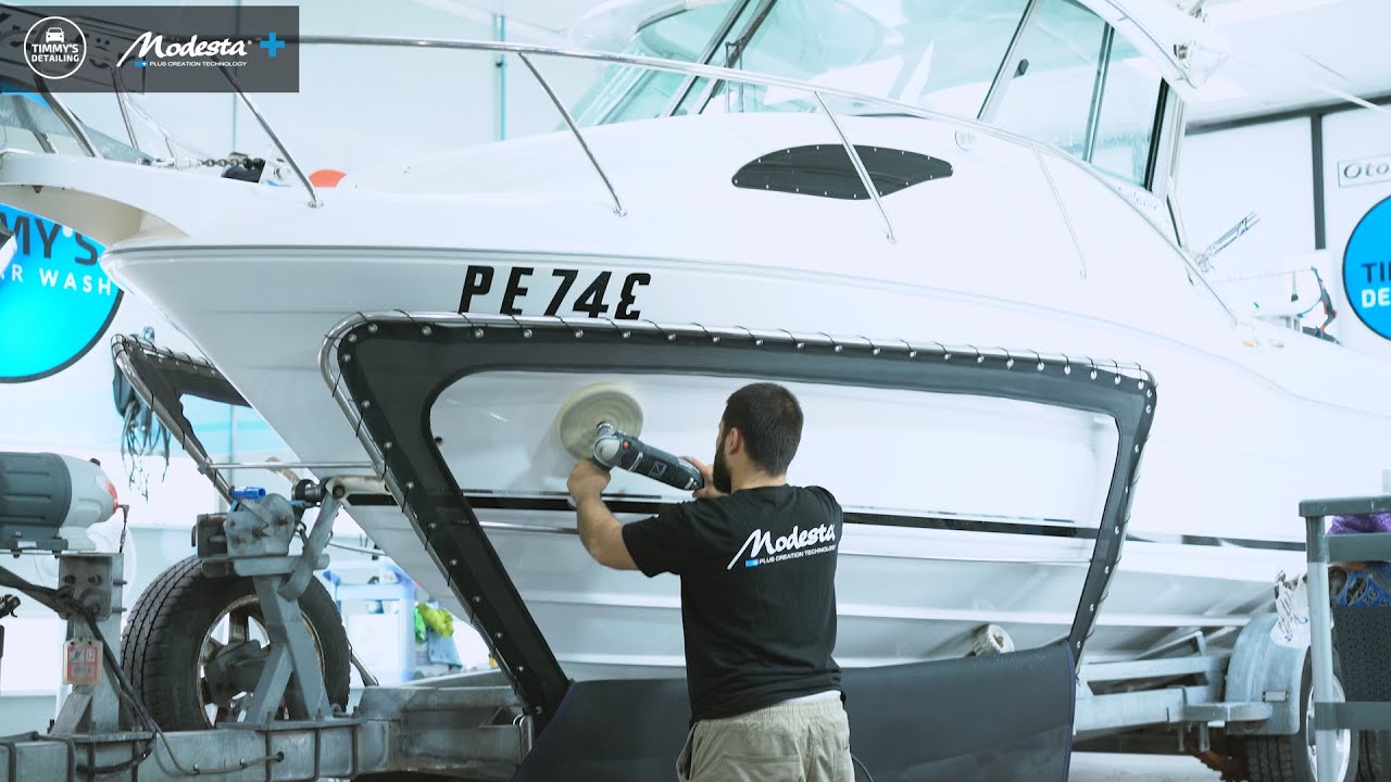 Cruisecraft Boat Detailed full revival on Gelcoat. Dual Ceramic Layer Marine Base coat Gtechniq