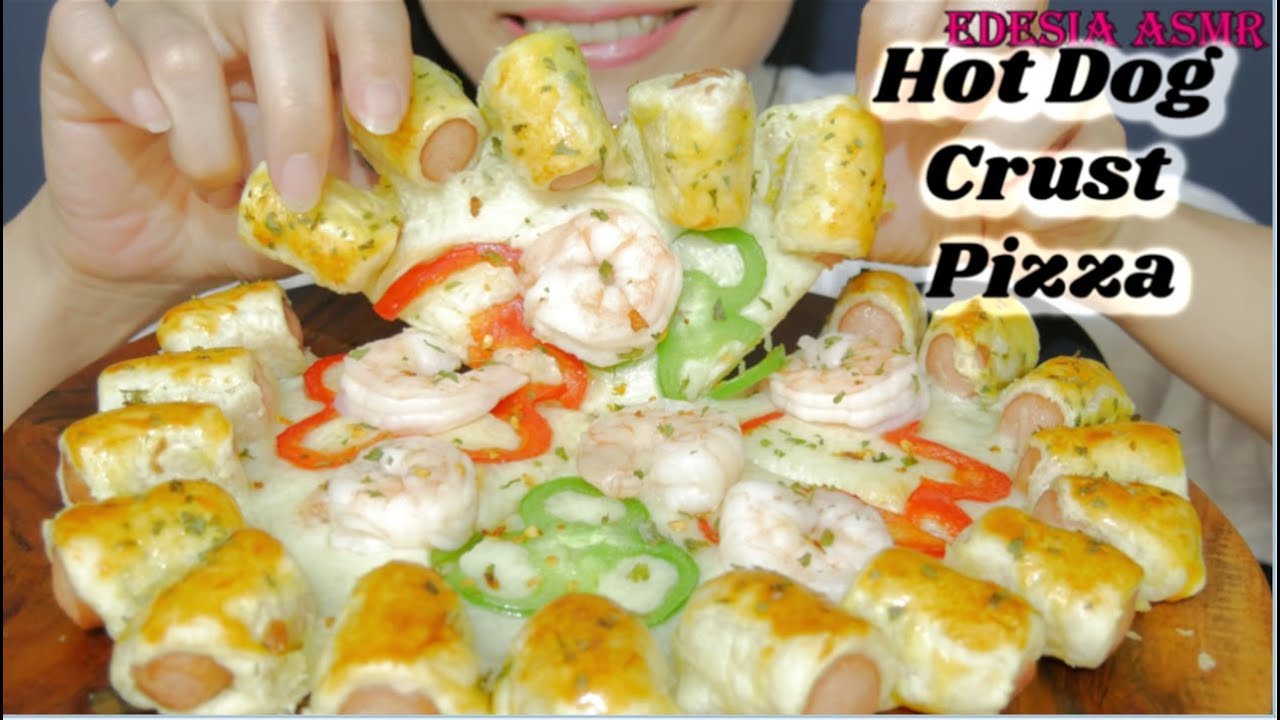 ASMR 咀嚼音🍕Hot Dog Stuffed Crust Puff Pizza ホットドッグ外皮付きパフピザ 핫도그 크러스트 퍼프피자 먹방 熱狗咬酥皮披薩 *EATING SOUND*