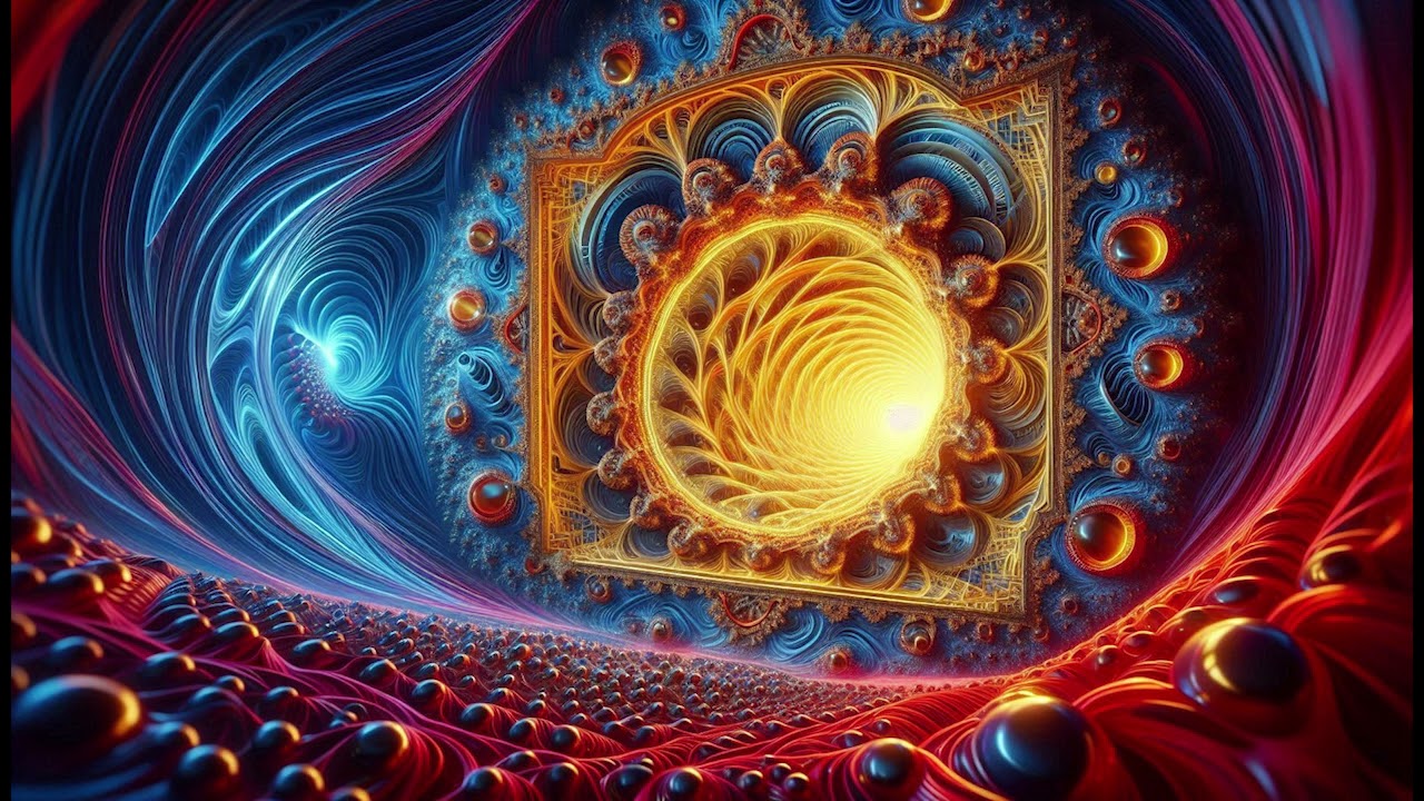Fractal Slideshow 4 Images of Yellow Red and Blue Psychedelic Wallpaper