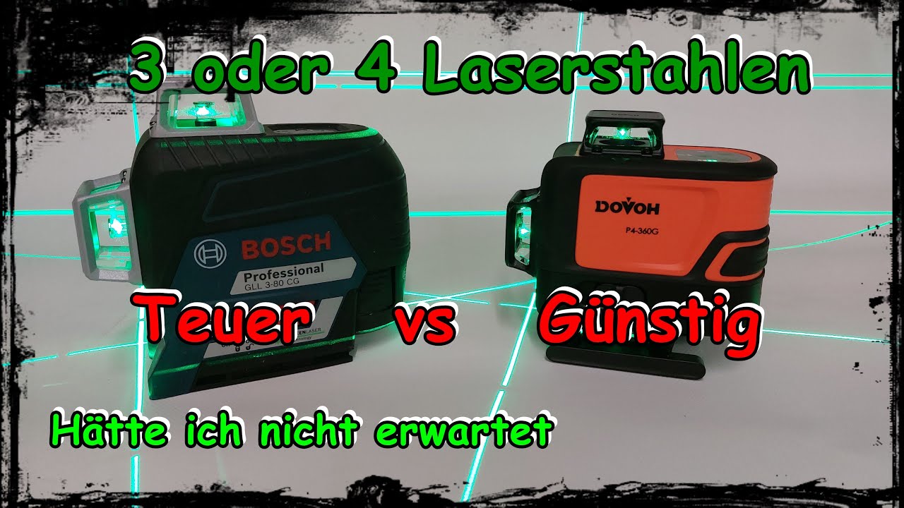 DOVOH Kreuzlinienlaser P4-360G, Dovoh vs Bosch welcher ist besser? Praxistest, Laservergleich