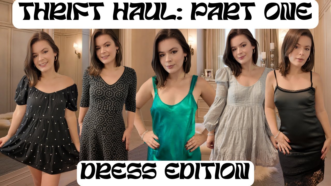 Trying on unique dresses I thrifted