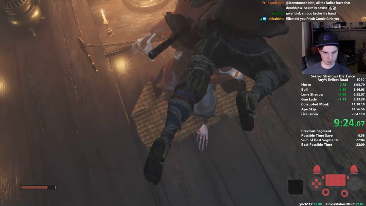 Sekiro Any% Speedrun in 22:22