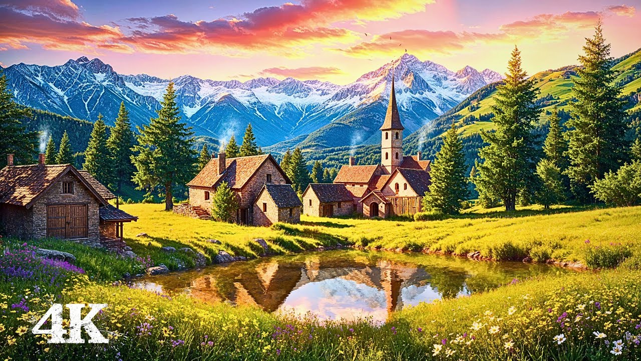 Alpine Village Ambience | Fall Asleep Fast with Birdsong & Floral Breezes
