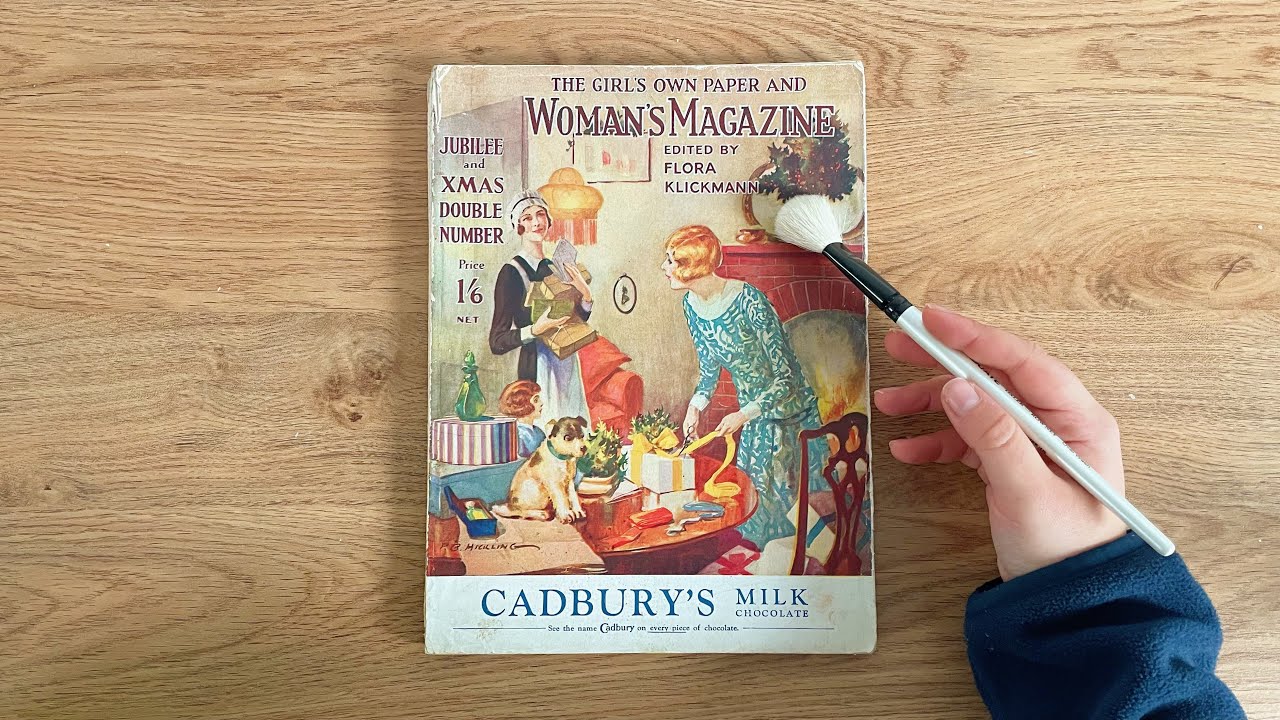 🕰️ ASMR 1920s Vintage Magazine Flip Through | whispering, tracing, paper sounds 🍂