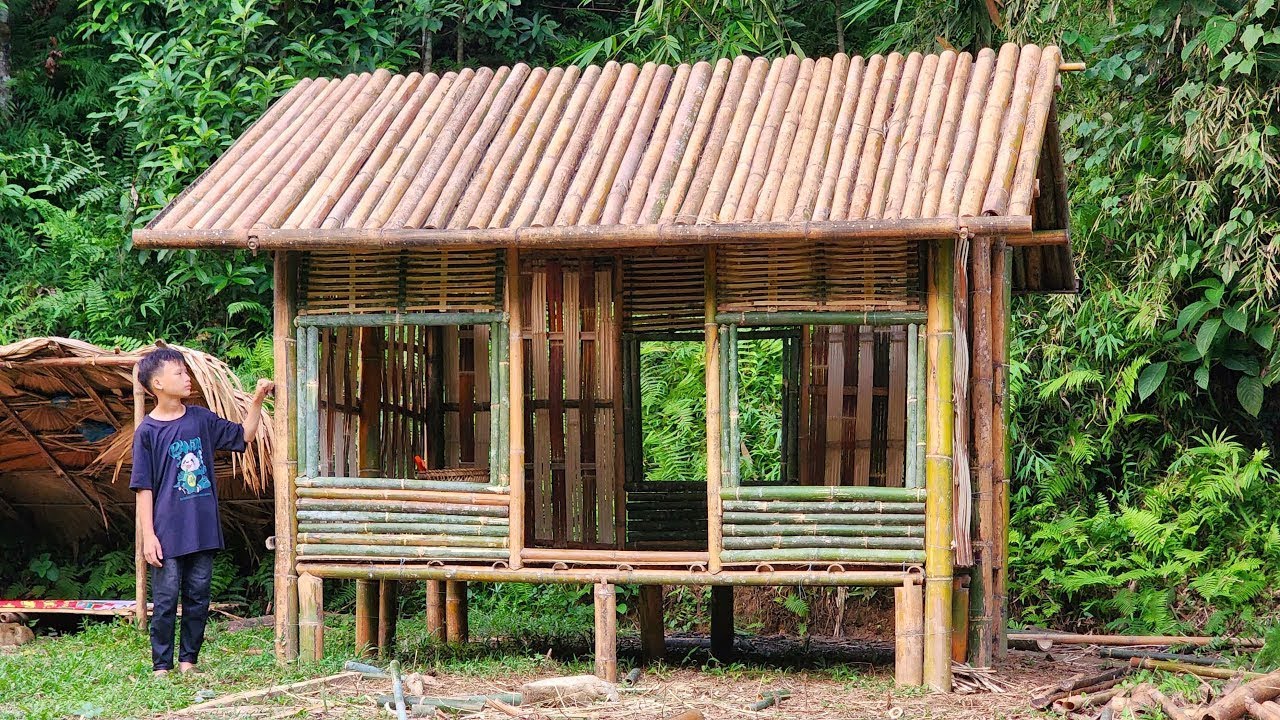 Cabin Building was built by ONE ORPHAN BOY in 30 days TIMELAPSE - Start to Finish | Poor Boy