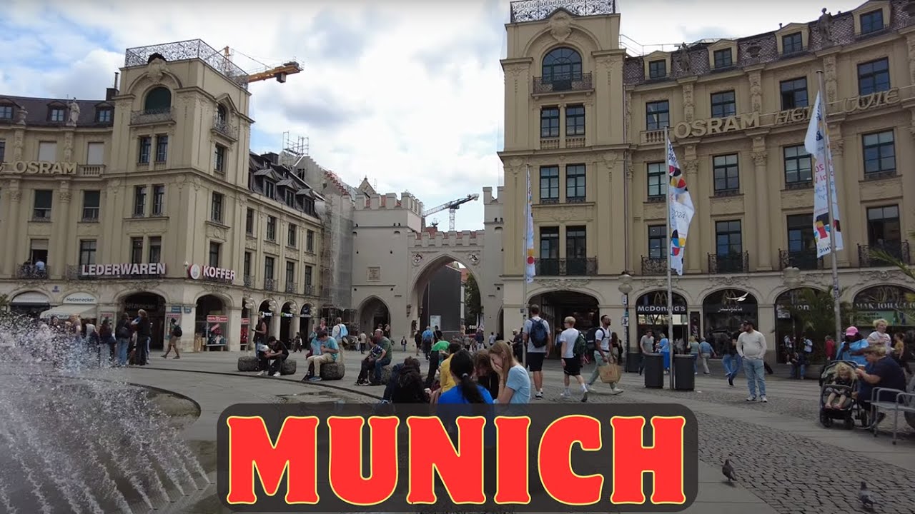 Walking From Munich central station To Isar Gate  - downtown Munich [4k Ultra HD 60fps ]