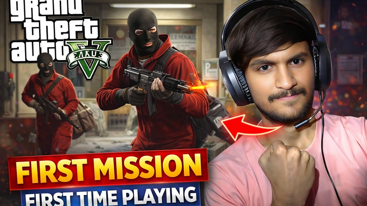 FIRST TIME PLAYING 🎮  GTA 5 #1 BANK ROBBERY! Gameplay  5 Star police Chase 😂