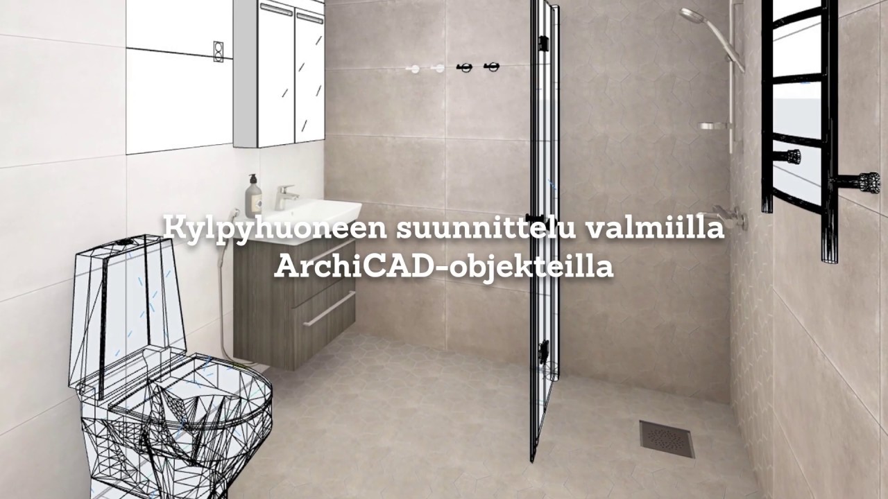 Kylpyhuoneen suunnittelu valmiilla ArchiCAD-objekteilla