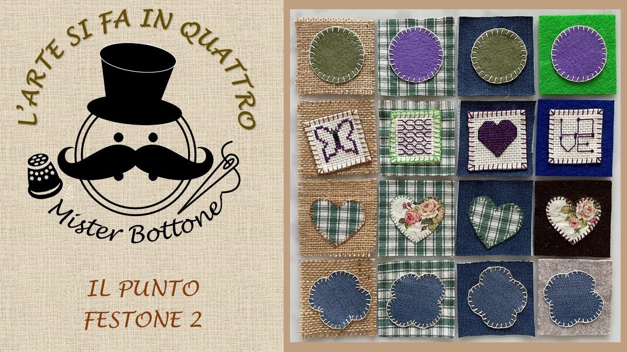 PUNTO FESTONE ricamo a mano | applicare sagome di tessuto su un altro tessuto uguale o diverso