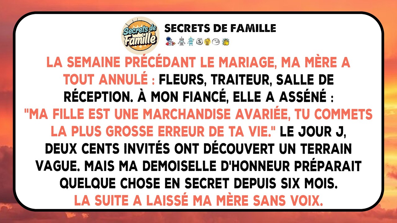 Ma mère a saboté mon prestataire de mariage en douce - elle était loin d'imaginer dans quoi elle...