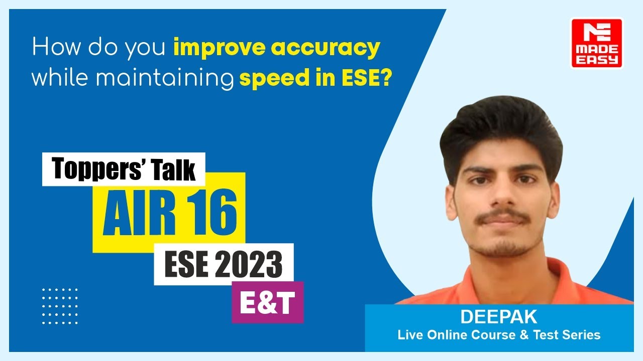 UPSC ESE 2023 | E&T | AIR-16 | Deepak | Toppers' Talk with Rohit Tripathi Sir | MADE EASY