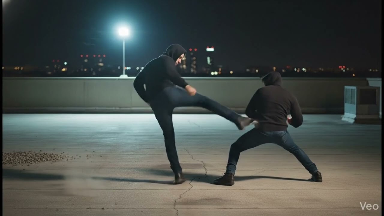 Brutal Rooftop Fight Scene | Ultra Realistic Combat Previsualization (8K Static Camera)