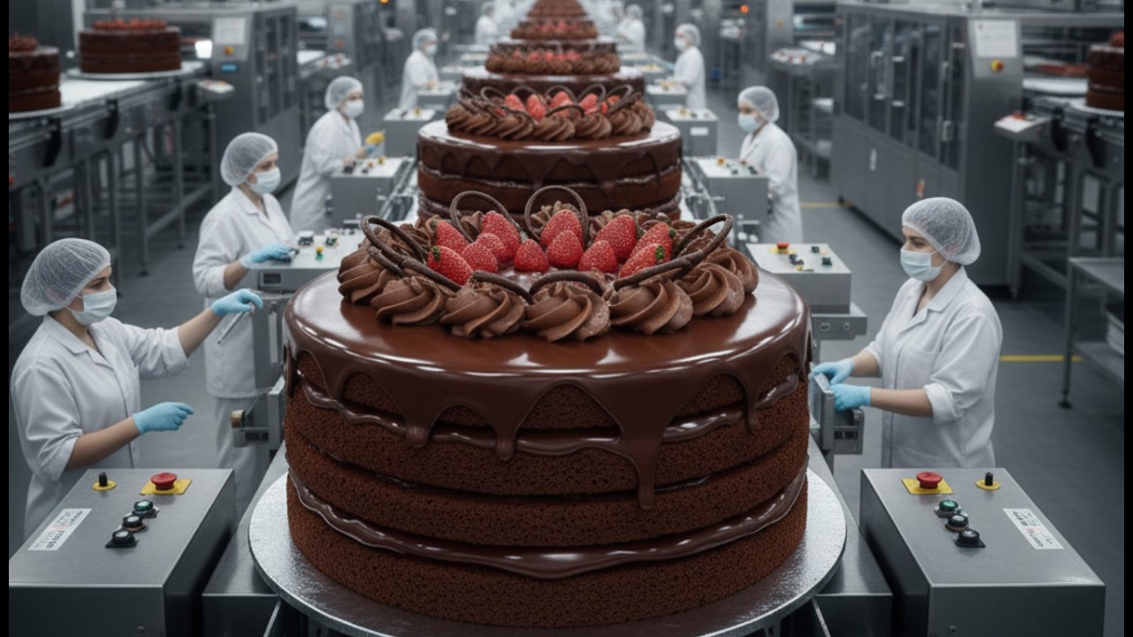 Inside a $Multi-Million Chocolate Cake Factory 🍫 | How Chocolate Layer Cakes Are Made