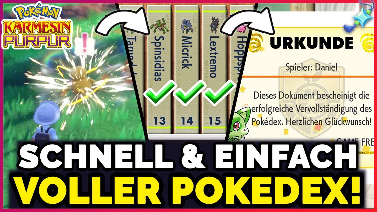 SCHNELLER und EINFACHER Pokedex f&uuml;llen & den Schillerpin bekommen in Pokemon Karmesin und Purpur