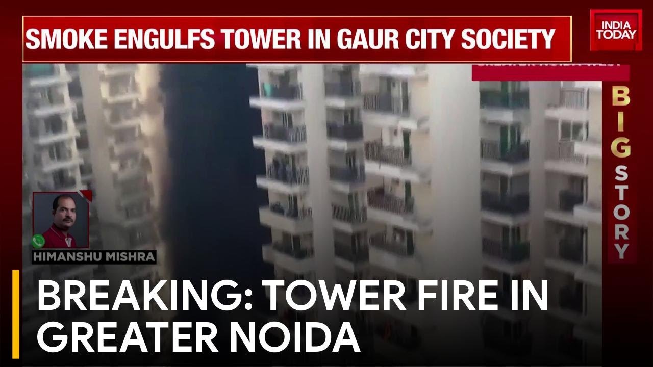 Massive Fire Engulfs Gaur City Society Tower in Greater Noida | Watch This Report