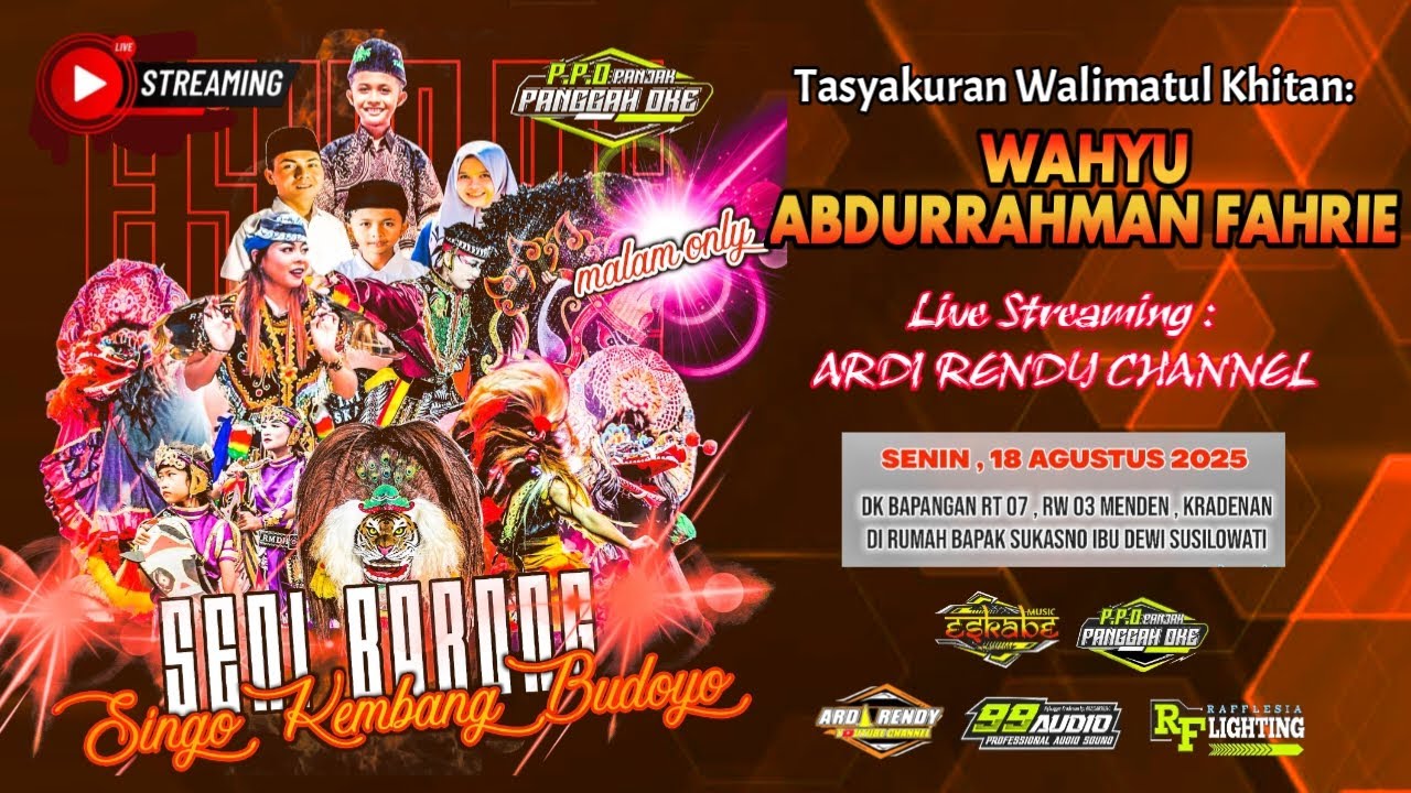 Live Seni Barong Ft Jaranan  SKB Singo Kembang Budoyo Khitanan Fahrie Bapangan 18 Agus 2025