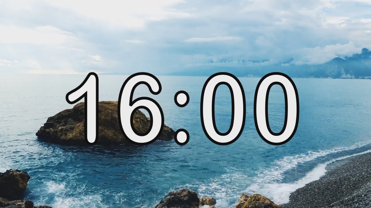 16 minute timer with Calm and Soft Music and sea wave cinematic background