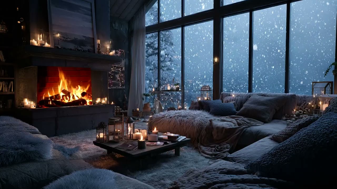 Dreamy Piano with Fireplace Sounds 🌌🔥 Relaxing Music for Night Relaxation & Rest