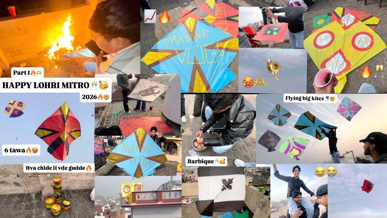 🫨LOHRI VLOG🤯🥂barbique🔥flying big kites🥵🪁hva chlde ii vde gudde🔥📈subscribe now🫶❤️
