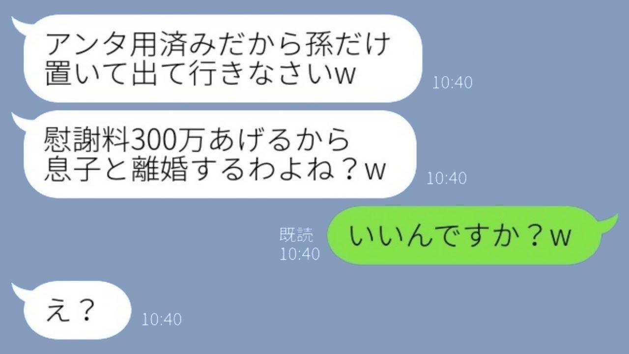 長男を産んだばかりの時、義母が「あなたはもう要らない。慰謝料300万円で息子と離婚して」と言った。私が「それでいいんですか？笑」と言ったら、義母の期待通りに離婚することになった結果www