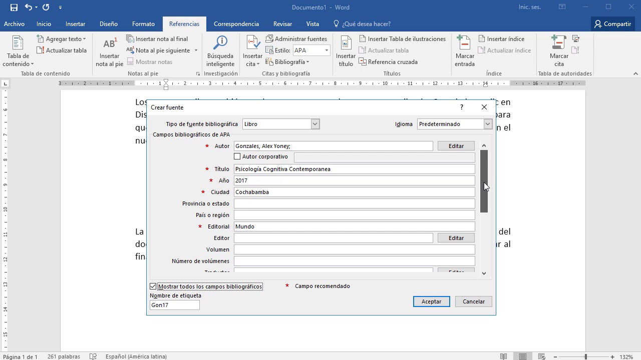 Cómo poner Citas Bibliográficas y Bibliografía en Word