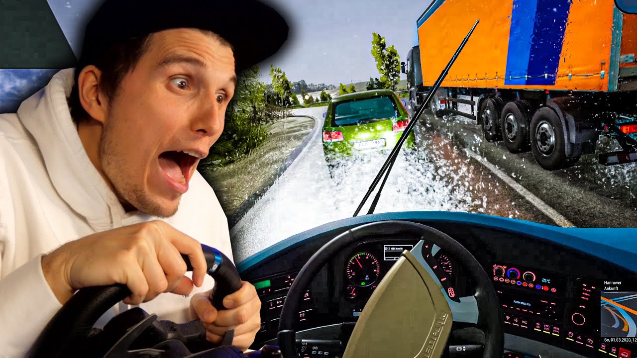 Autobahn steht unter Wasser! REGENCHAOS in Deutschland ✪ (Flixbus) Fernbus Simulator