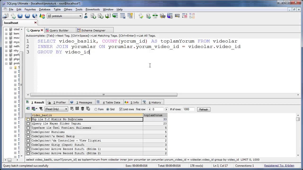 Sql Having Kullanımı