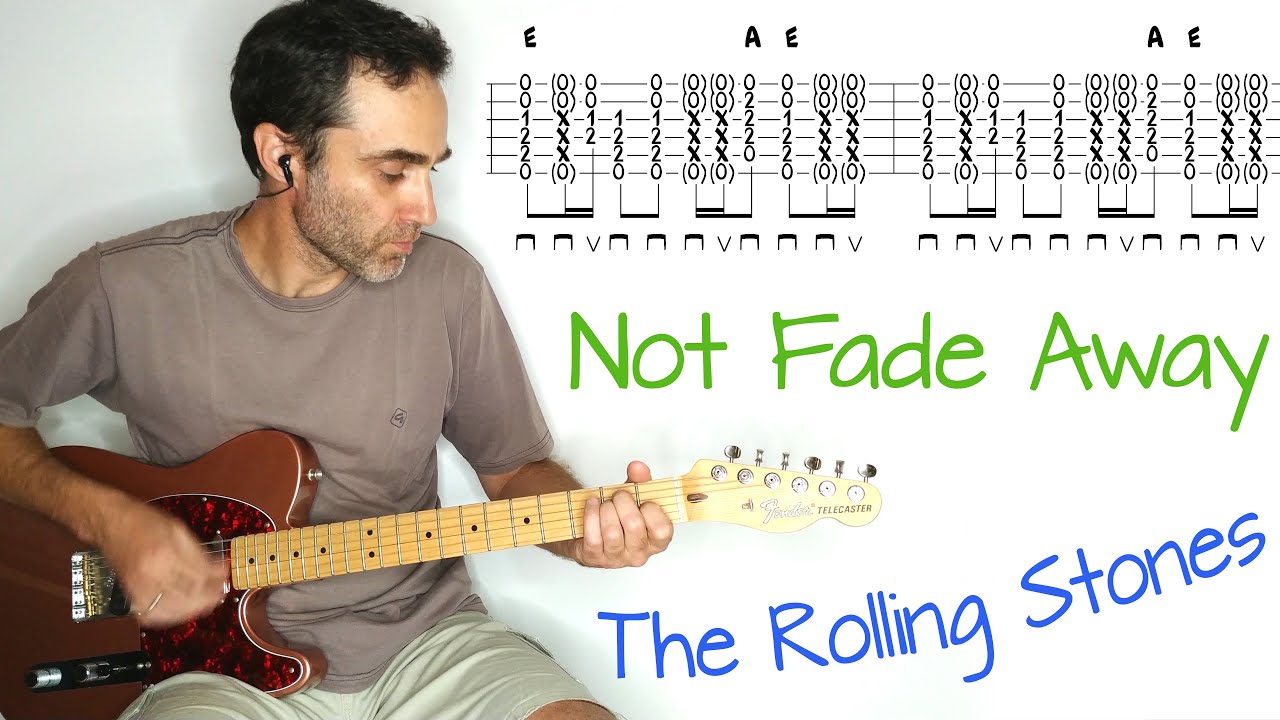 Not Fade Away - The Rolling Stones - Guitar lesson / tutorial / cover with tab