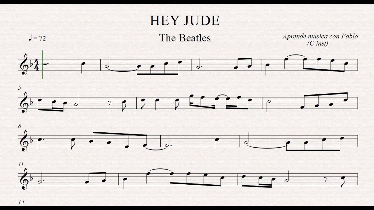 HEY JUDE: (flauta, violín, oboe...) (partitura con playback)