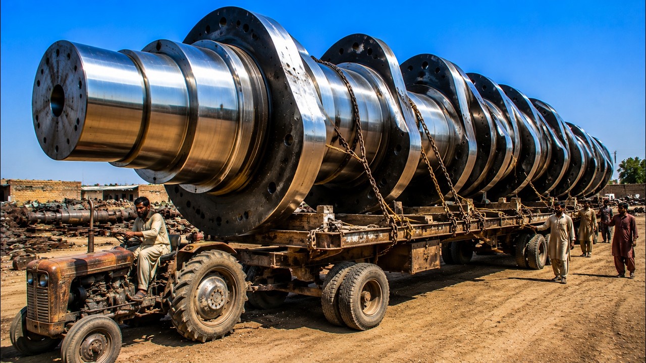 Pakistan Factory Secrets - Pakistani Industry Recycles Giant Crankshafts - @DiscoveringSkills
