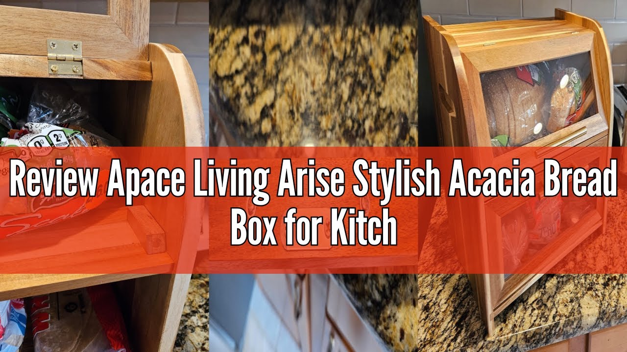 Review Apace Living Arise Stylish Acacia Bread Box for Kitchen Countertop, Extra Large 2-Shelf Woode