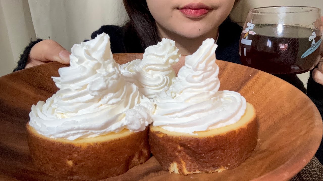 【咀嚼音ASMR】ホイップマシマシロールケーキ/생크림 롤케이크/Cake roll