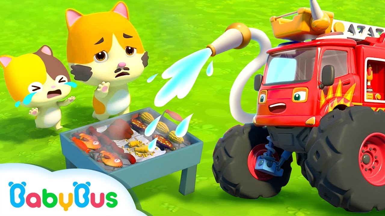 Monster Fire Truck | Baby Kitten's BBQ Party | Super Rescue Team | Kids Song | BabyBus