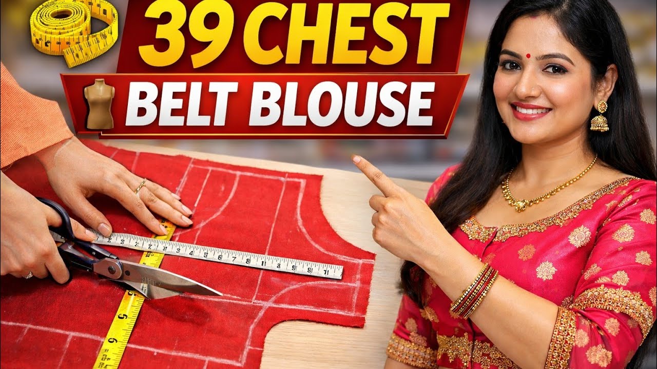 Perfect 39 Chest Belt Blouse Cutting | No Fitting Problem  Blouse Cutting | Tailoring Tips & Tricks