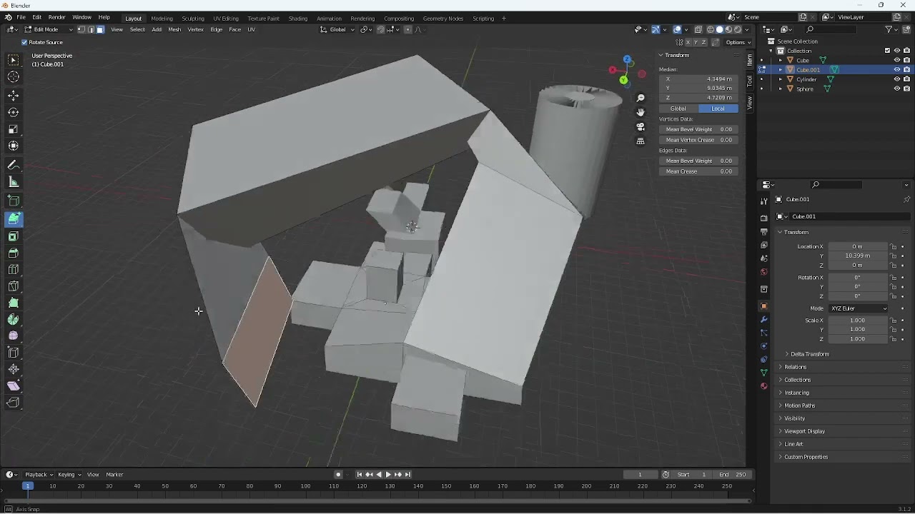 Extrude to cursor in Blender
