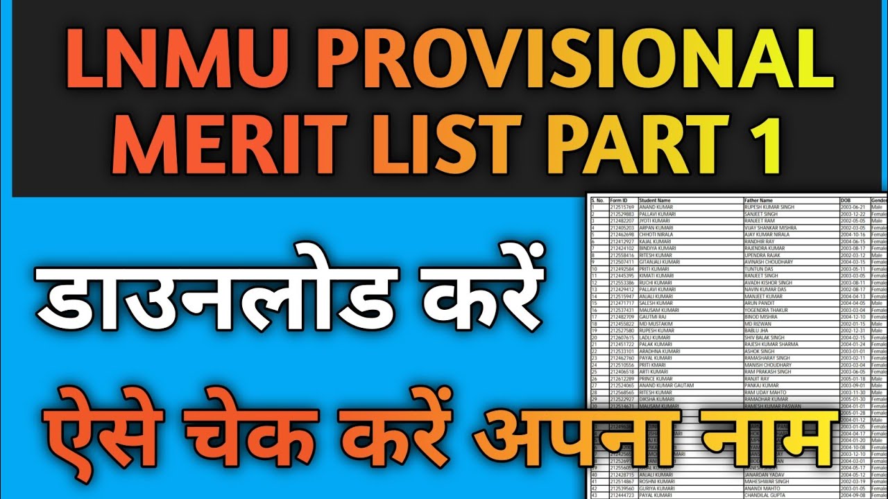 LNMU Provisional Merit List 2021 Download | lnmu provisional merit list kaise check kare | #Aditya