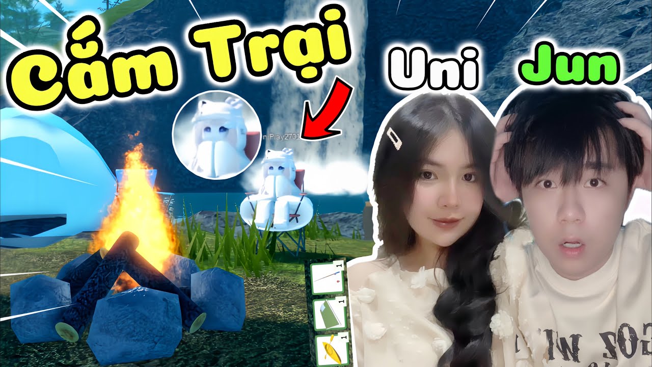 Lần đầu chơi game thử thách sinh tồn cắm trại cực hay trong Roblox